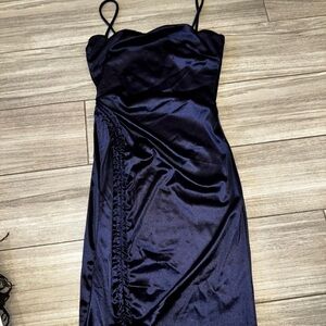 EASTER READY Windsor Elegant Navy Satin Dress